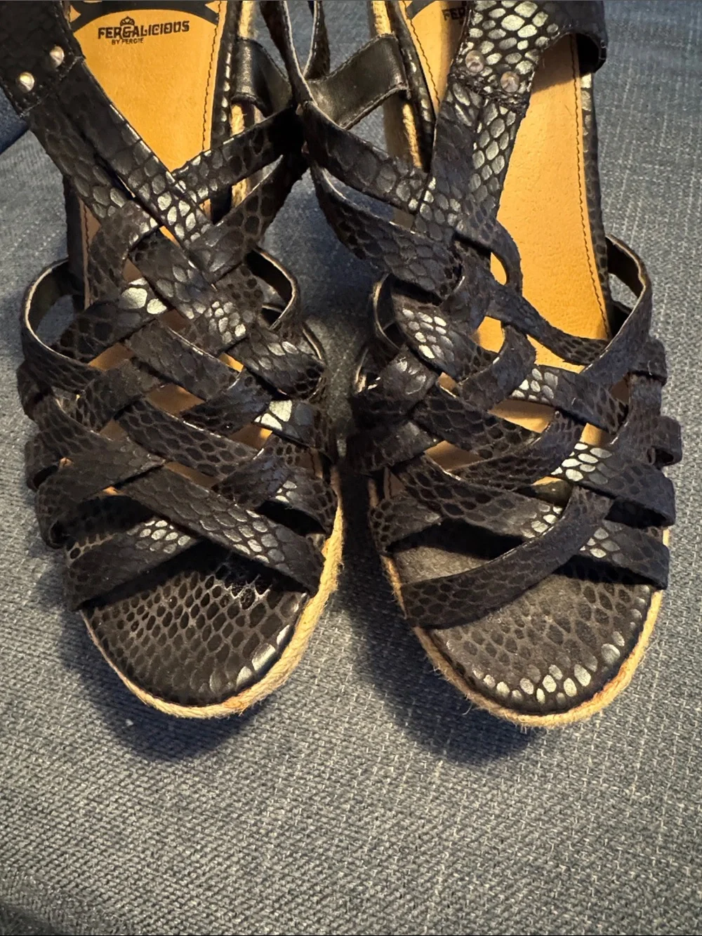Fergalicious black wedges